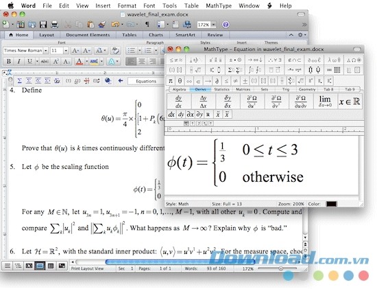 Giao diện phần mềm MathType cho Mac 