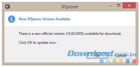Click OK để update