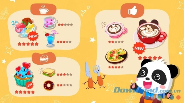 Baby Panda's Café cho Android cung cấp bộ sưu tập công thức phong phú