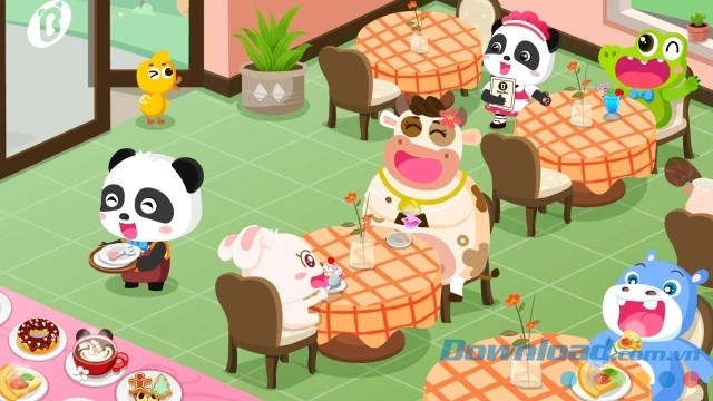 Không gian tiệm cà phê trong Baby Panda's Café cho Android