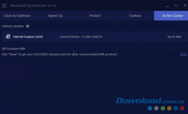 Action Center của Advanced SystemCare 11 Pro