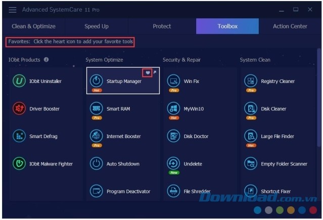 Bộ công cụ của Advanced SystemCare Free