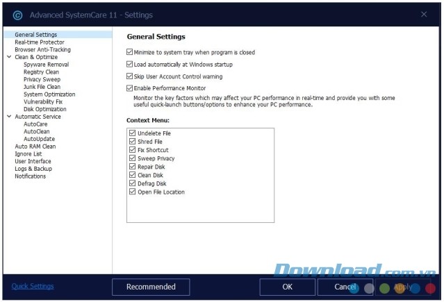 Thiếp lập Advanced SystemCare Free 