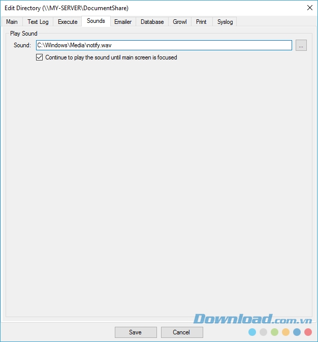 Directory Monitor phát nhạc khi thông báo