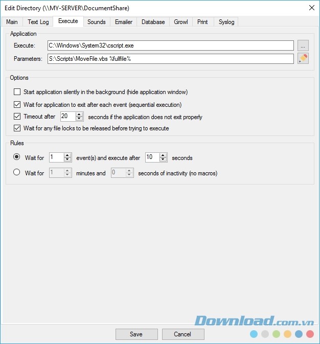 Directory Monitor ghi lại lịch sử