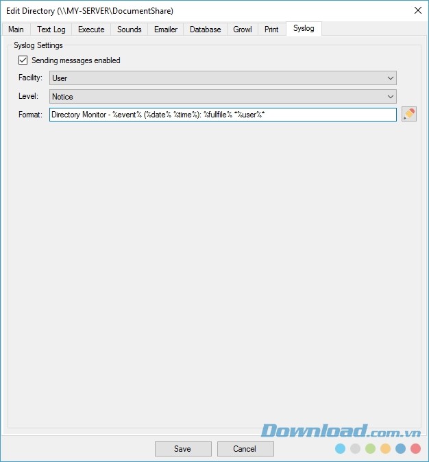 Directory Monitor tích hợp syslog