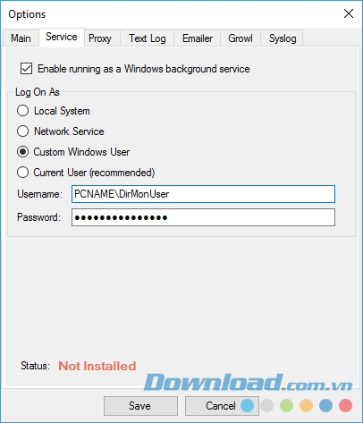Directory Monitor hỗ trợ tùy chọn dịch vụ trên nền