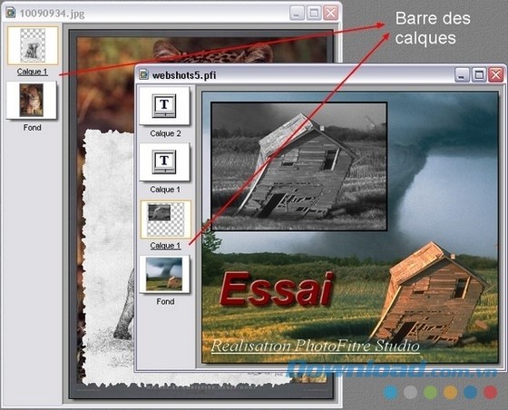 PhotoFiltre 7 hỗ trợ xử lý đa layer