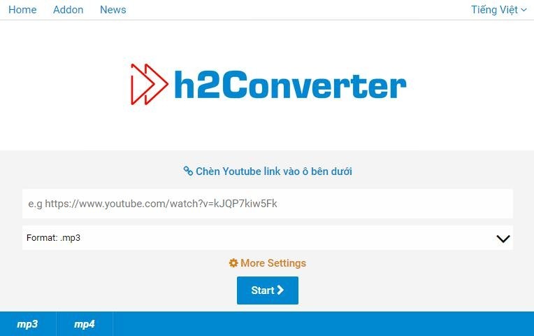Tải video Youtube trực tuyến với H2Converter 