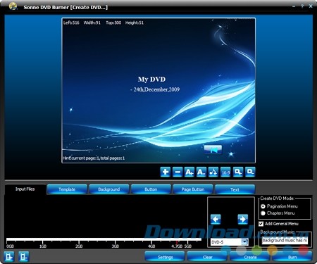 Giao diện phần mềm ghi đĩa Sonne DVD Burner