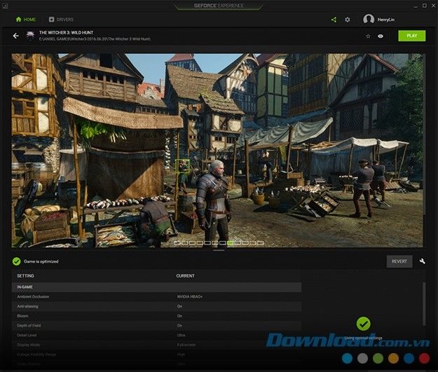 GeForce Experience  tối ưu hóa cài đặt game