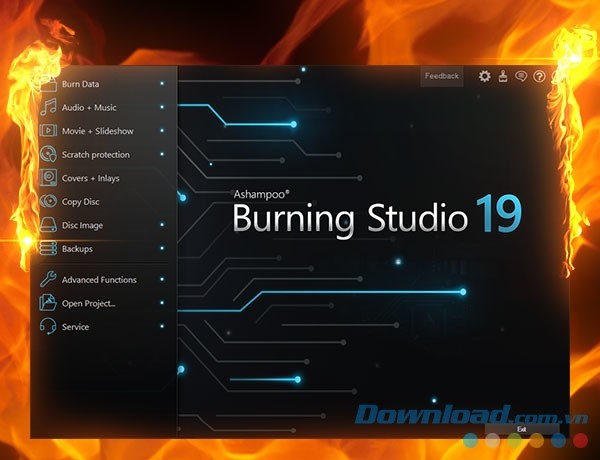 Giao diện Ashampoo Burning Studio 19