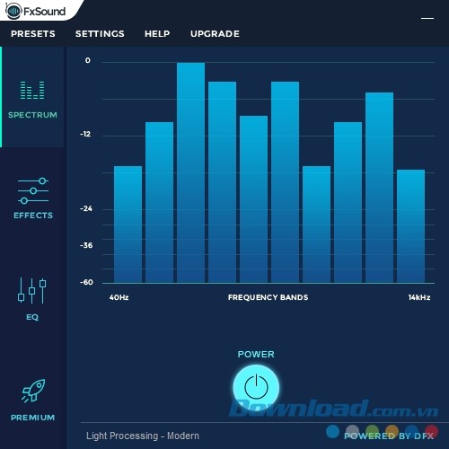 Phần mềm DFX Audio Enhancer giúp nâng cao chất lượng âm thanh trên máy tính. https://st.download.com.vn/Data/Image/2018/03/23/dfx-audio-enhancer-giao-dien.jpg