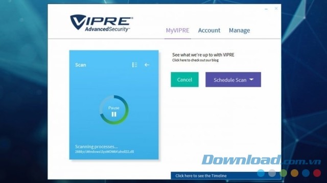 Bạn nên lập lịch quét định kỳ cho VIPRE Advanced Security để tiết kiệm thời gian