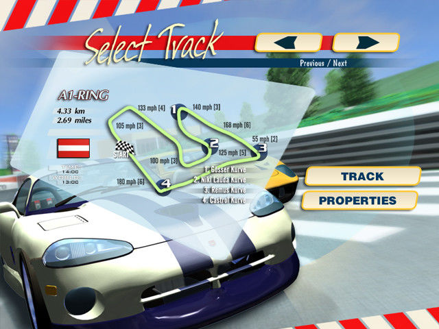 Giao diện lựa chọn đường đua trong Lost Roads Races
