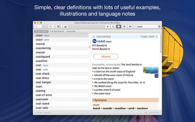 Oxford Advanced Learner’s Dict cho Mac giải nghĩa dễ hiểu kèm hình ảnh minh họa trực quan