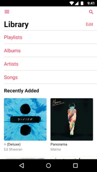 Giao diện thư viện Apple Music cho Android