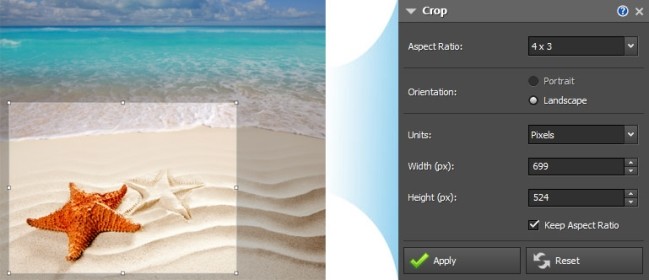 PhotoPad Image Editor hỗ trợ tùy chỉnh kích thước