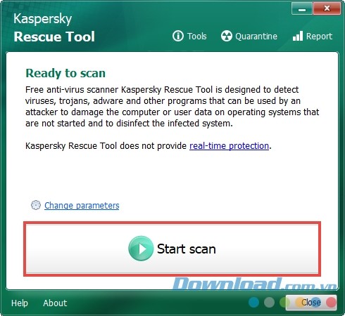 Giao diện Kaspersky Rescue Disk