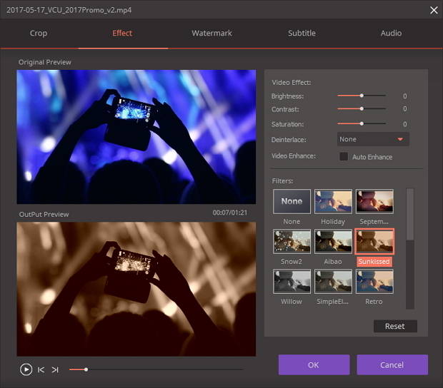 Wondershare Video Converter Ultimate chèn hiệu ứng vào video