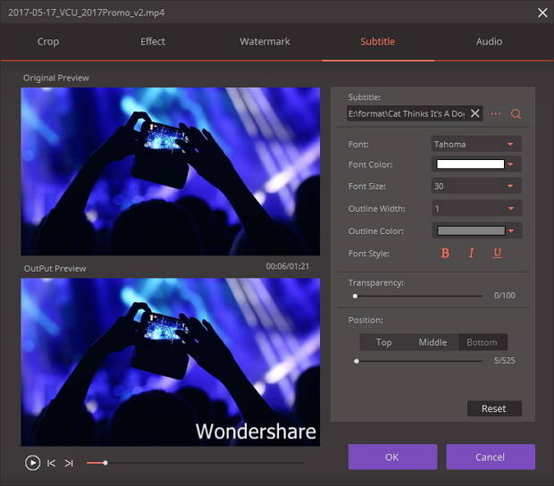 Thêm phụ đề video bằng Wondershare Video Converter Ultimate