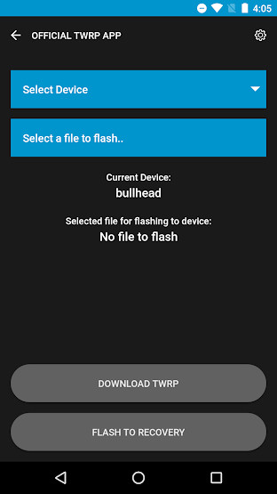 Chọn thiết bị hoặc chọn file để flash