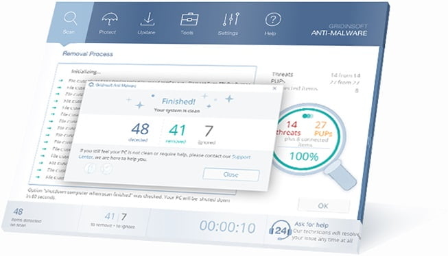 GridinSoft Anti-Malware làm sạch máy tính