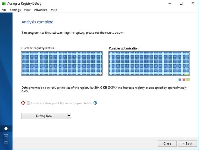 Auslogics Registry Defrag tối ưu hóa hiệu suất hệ thống