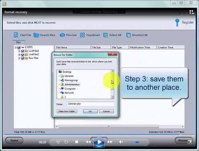 iCare Format Recovery lưu file vào vị trí bạn muốn