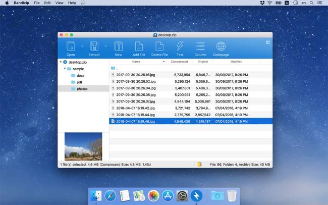 Giao diện Bandizip cho Mac