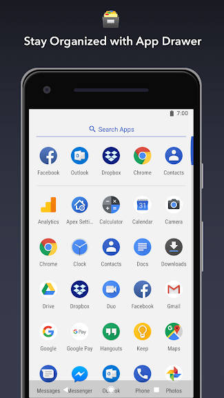 Apex Launcher cho Android sắp xếp gọn gàng ngăn kéo ứng dụng