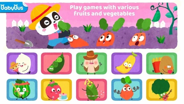 Tham gia Baby Panda's Fruit Farm và chơi cùng rất nhiều loại trái cây và rau dễ thương