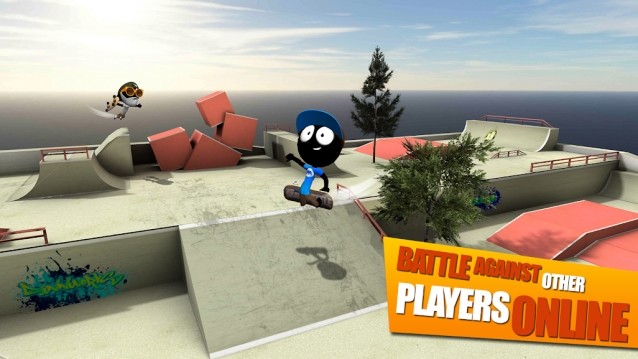 Thể hiện kỹ năng trượt ván và đánh bại đối thủ khác online trong game Stickman Skate Battle