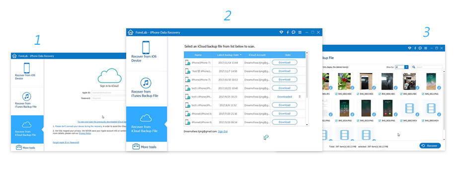 FoneLab iPhone Data Recovery lấy lại dữ liệu từ iCloud
