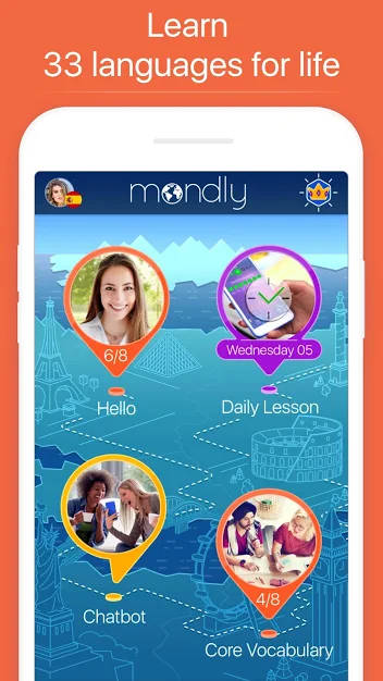 Mondly cho Android hỗ trợ học 33 ngôn ngữ mới