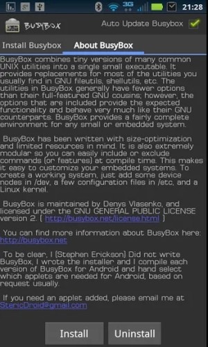 Người dùng cần đọc kỹ hướng dẫn trước khi cài đặt BusyBox