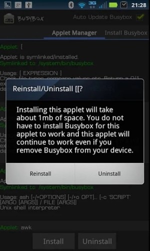 BusyBox giúp cài đặt và gỡ bỏ ứng dụng một cách nhanh chóng