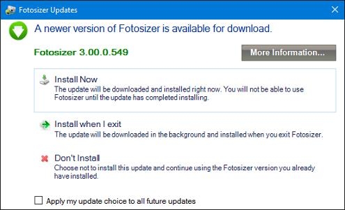 Fotosizer tự động cập nhật