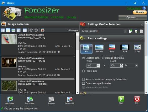 Chế độ hiển thị trong Fotosizer