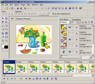 Màn hình giao diện Ulead GIF Animator