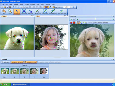 Giao diện xử lý ảnh Morpheus Photo Morpher