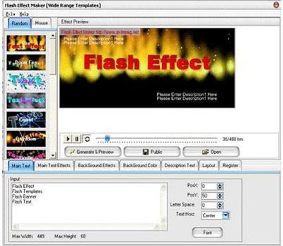 Giao diện tạo chương trình tạo flash Flash Effect Site Builder Platinum