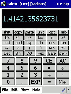 Phần mềm mô phỏng máy tính Casio Calc98
