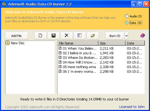 Adensoft Audio Data CD Burner