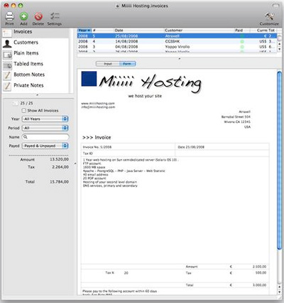 Invoices for Mac OS X