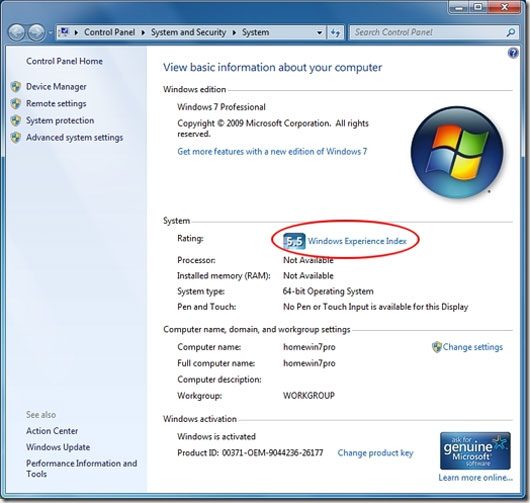 Windows 7 Rating Changer