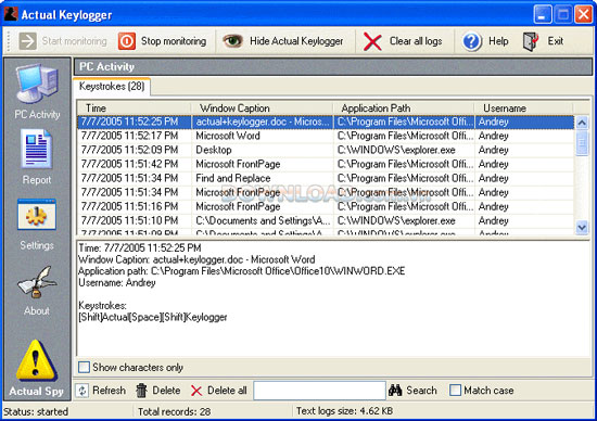 Actual Keylogger