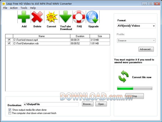 Leap HD Video to AVI MP4 iPod WMV Converter