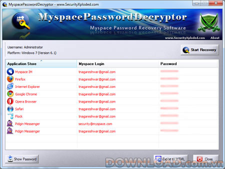 MyspacePasswordDecryptor