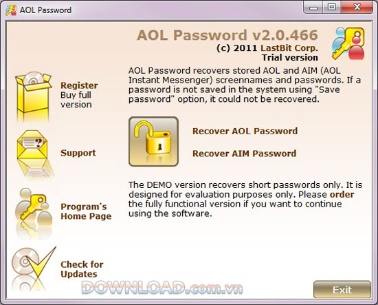 LastBit AOL Password Recovery
